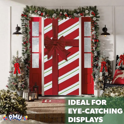 PMU Christmas Light Up Door Cover 30 Inch x 60 Inch and Flashlight Projector for Kids