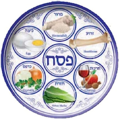 PMU Passover Seder Plastic Dinner Plate, Pesach Tableware