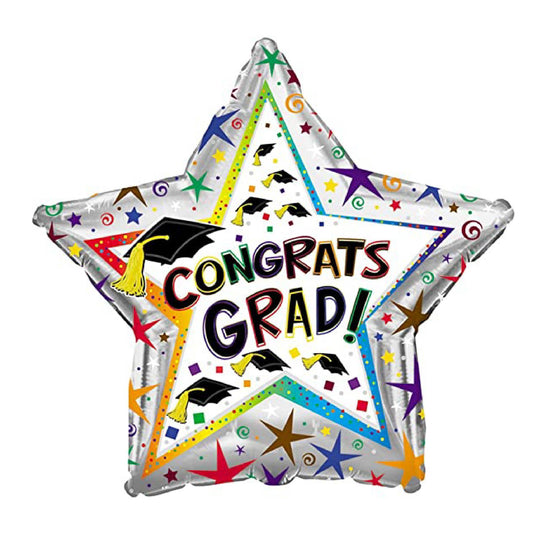 PMU Graduation Congrats Grad Star Shape 30 Inch Mylar Balloon