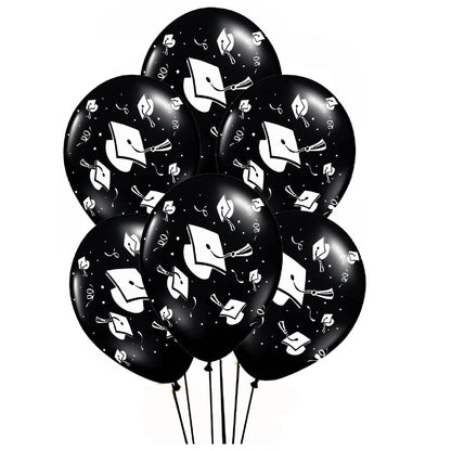 PMU Graduation Balloons | Premium Congrats Grad Balloon with All-Over Print Grad Caps-Confetti and Streamers | Graduation Party Supplies & Decorations | Latex Balloons