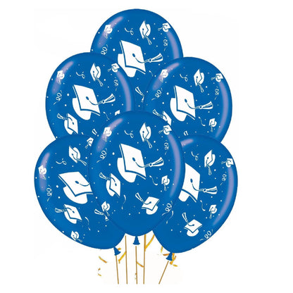 PMU Graduation Balloons | Premium Congrats Grad Balloon with All-Over Print Grad Caps-Confetti and Streamers | Graduation Party Supplies & Decorations | Latex Balloons