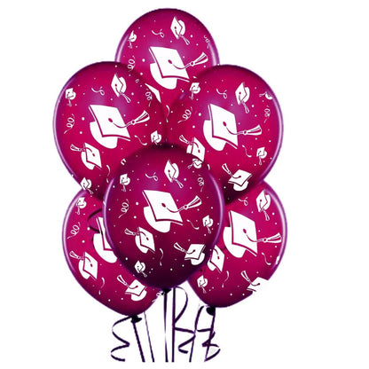 PMU Graduation Balloons | Premium Congrats Grad Balloon with All-Over Print Grad Caps-Confetti and Streamers | Graduation Party Supplies & Decorations | Latex Balloons