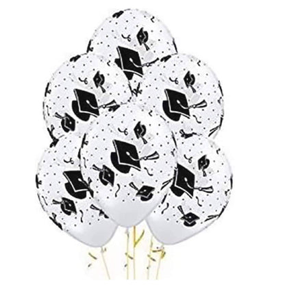PMU Graduation Balloons | Premium Congrats Grad Balloon with All-Over Print Grad Caps-Confetti and Streamers | Graduation Party Supplies & Decorations | Latex Balloons