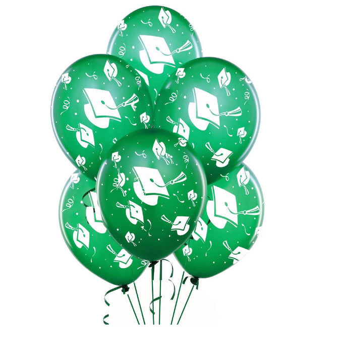PMU Graduation Balloons Party Tex 11 Inches Premium w/ All-Over Print Grad Caps