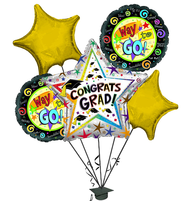 PMU Way To Go Grad Balloon Bouquet (5/pkg) Pkg/1