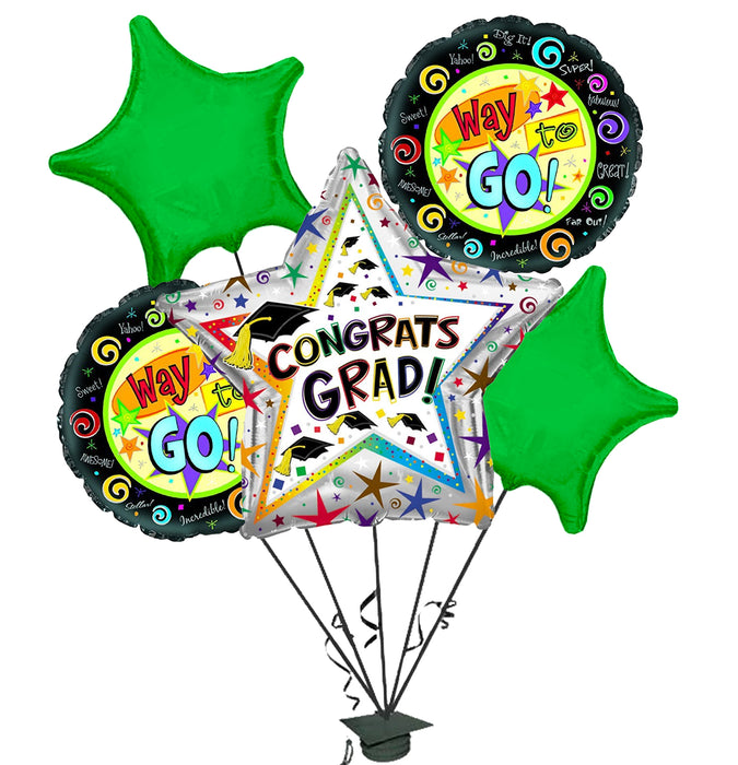 PMU Way To Go Grad Balloon Bouquet (5/pkg) Pkg/1