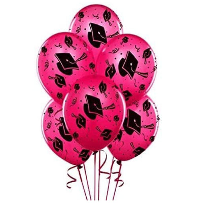 PMU Graduation Balloons | Premium Congrats Grad Balloon with All-Over Print Grad Caps-Confetti and Streamers | Graduation Party Supplies & Decorations | Latex Balloons