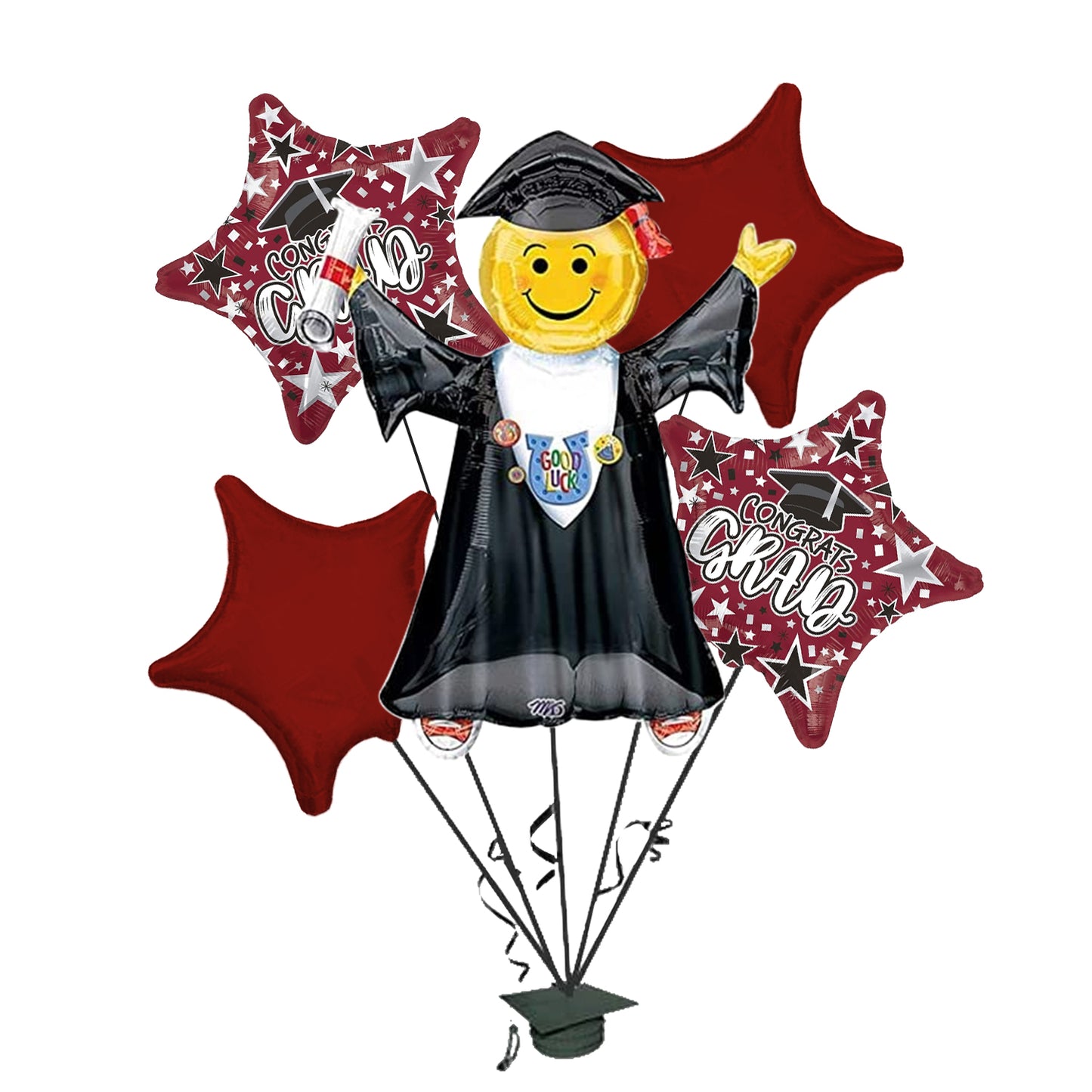 PMU Graduation Jumping Smiley Grad Balloon Bouquet (5/Pkg) Pkg/1