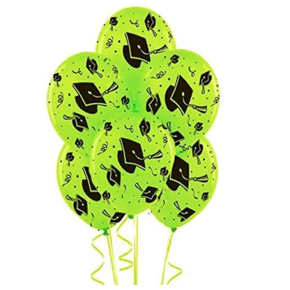PMU Graduation Balloons | Premium Congrats Grad Balloon with All-Over Print Grad Caps-Confetti and Streamers | Graduation Party Supplies & Decorations | Latex Balloons