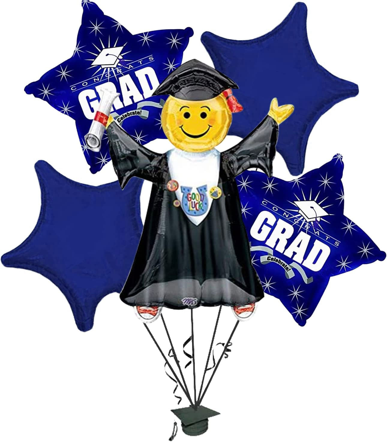 PMU Graduation Jumping Smiley Grad Balloon Bouquet (5/Pkg) Pkg/1