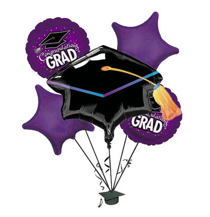 PMU Graduation "Congrats Grad" Foil Balloon Bouquet Pkg/5