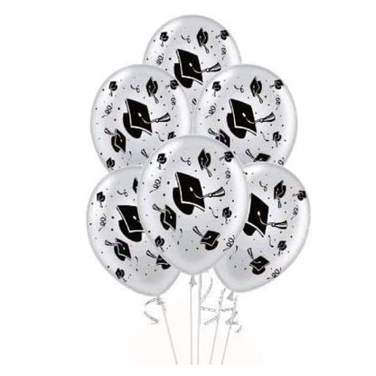 PMU Graduation Balloons | Premium Congrats Grad Balloon with All-Over Print Grad Caps-Confetti and Streamers | Graduation Party Supplies & Decorations | Latex Balloons