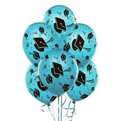 PMU Graduation Balloons | Premium Congrats Grad Balloon with All-Over Print Grad Caps-Confetti and Streamers | Graduation Party Supplies & Decorations | Latex Balloons