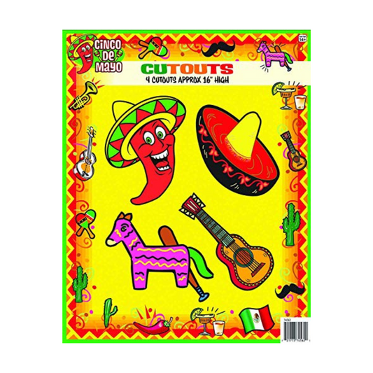 PMU Cinco de Mayo Cut Out Decorations & Mexican Themed Photo Booth Prop Set