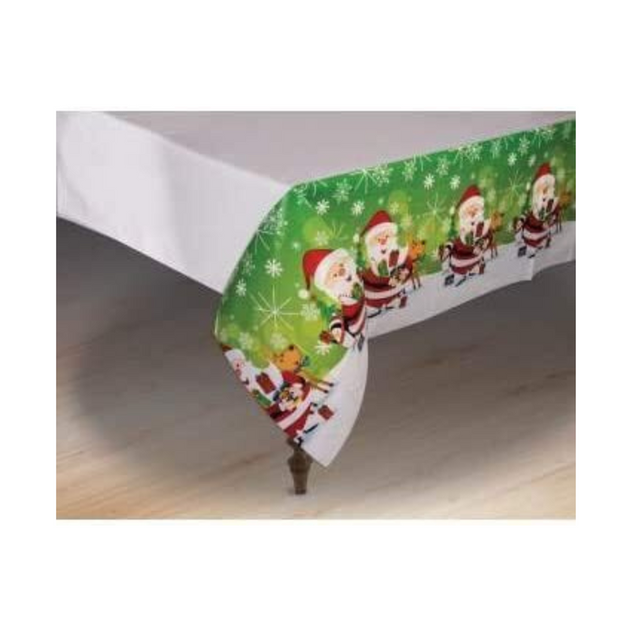 PMU Christmas Santa Plastic Table Cover 54"x72" (1/Pkg)|Great for Holiday Celebrations, Gatherings, Tableware Decorations, Xmas Party Supplies