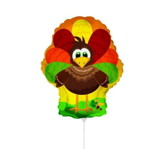 PMU Thanksgiving "Turkey" 10 Inch Pre-Inflated Balloons with Stick