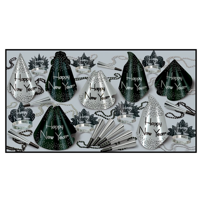 Sparkling Silver New Year's Eve Party Assortment for 25 Pkg/1
