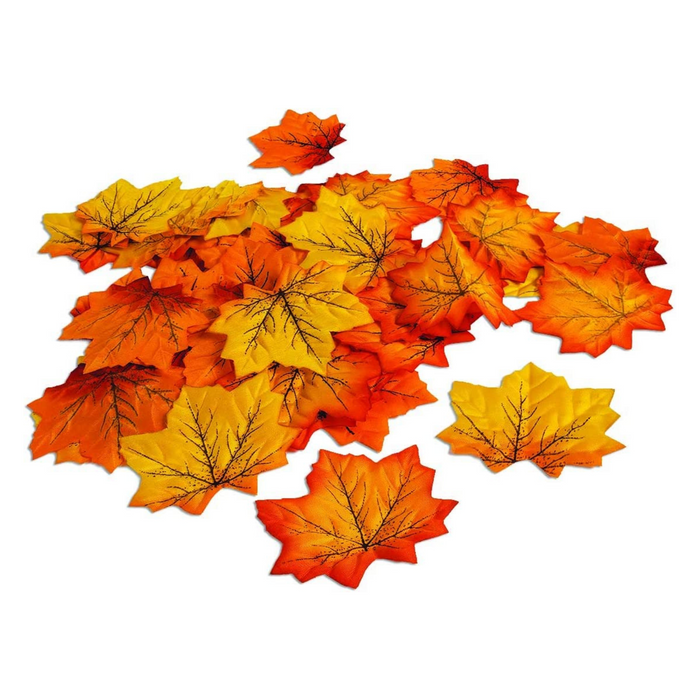 PMU Autumn Leaf Assortment Artificial Fall Leaves Decor Harvest Colored Thanksgivings Table Decoration (50/Pkg)