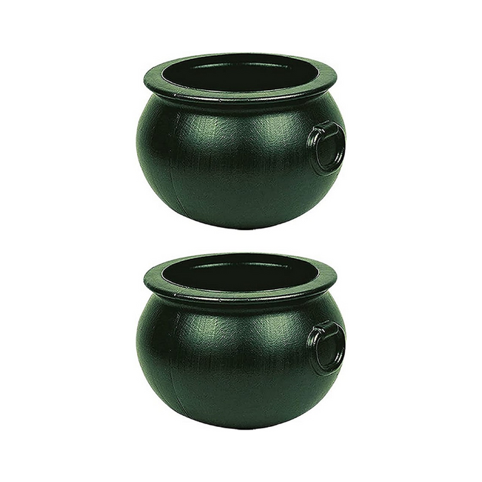 PMU Halloween 12 inch Cauldron Plastic Pot & Bucket - Halloween Party Favors- Candy Holder for Kids, Witches Green