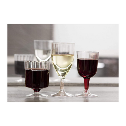 PMU Hard Plastic One Piece 8-Ounce Wine Glasses, Clear, (8/Pkg)