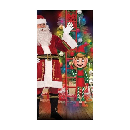 PMU Christmas Light Up Door Cover 30 Inch x 60 Inch and Flashlight Projector for Kids