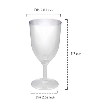PMU Hard Plastic One Piece 8-Ounce Wine Glasses, Clear, (8/Pkg)