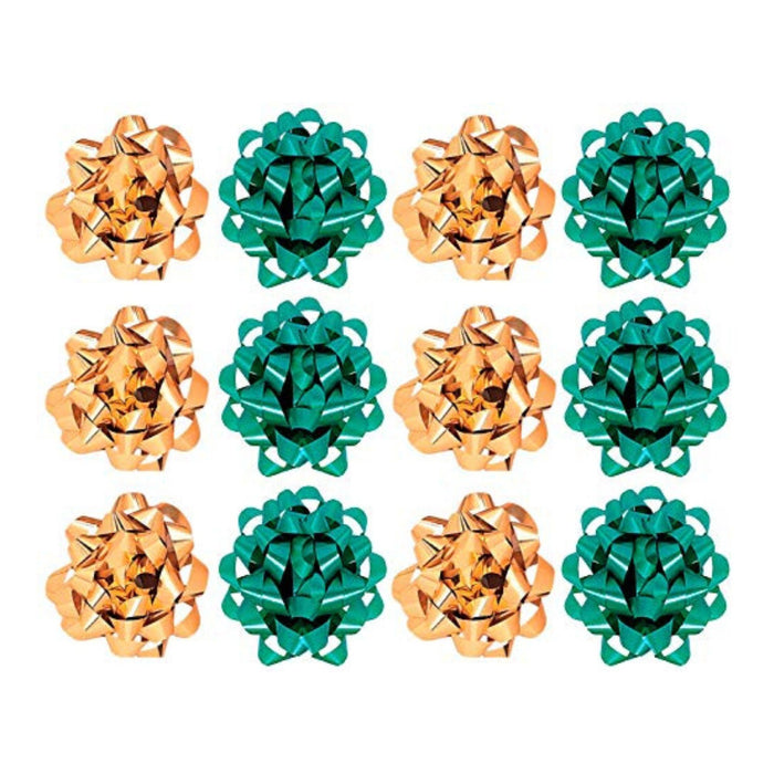 PMU Decorative Confetti Gift Bows Large Metallic Assortment (12/Pkg) Pkg/1