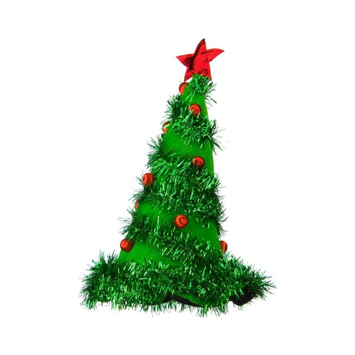 PMU Light Up Christmas Tree Hat Green with Red Lights