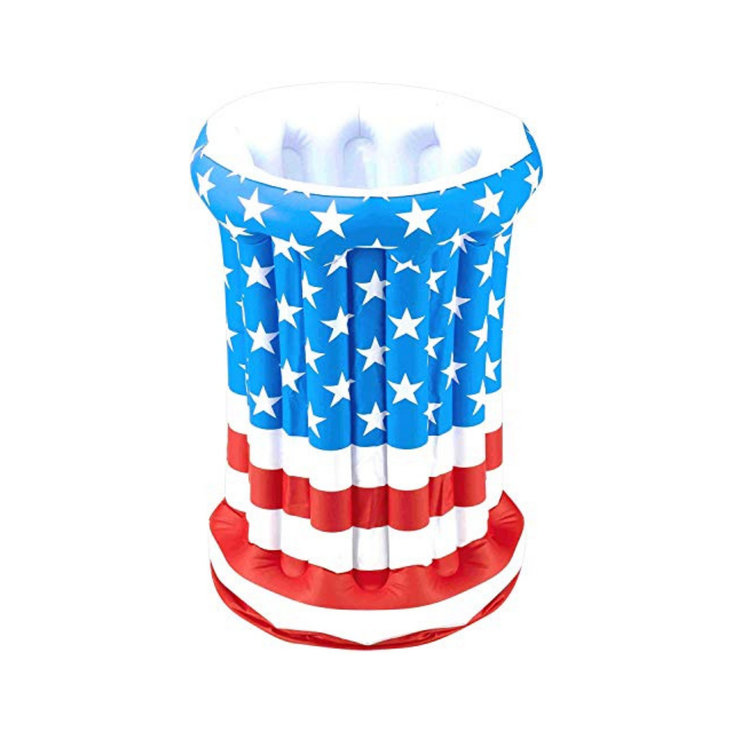 PMU Patriotic Inflatable Drink Cooler July 4th Independence Day Stars and Stripes American US Flag Blow Up Beverage Cooling Tub for Indoor/Outdoor, Red, White and Blue