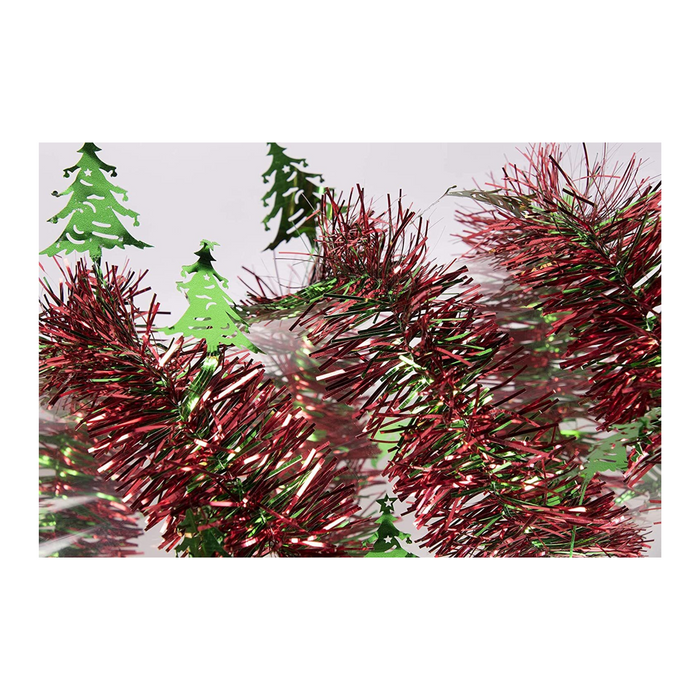 PMU Christmas Trees Tinsel Garland 9' Red and Green