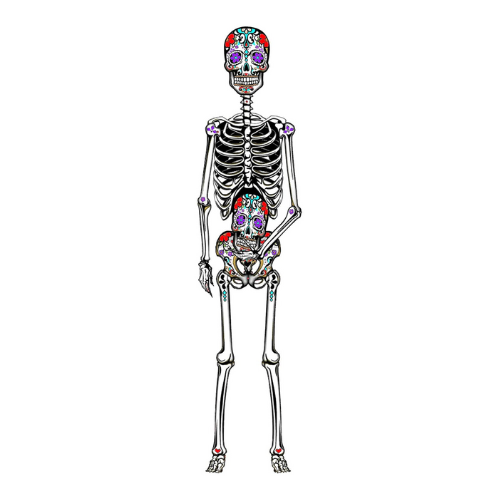 PMU Day of The Dead Jointed Skeleton Cutout Decoration 60 Inch