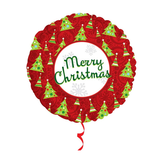 PMU Merry Christmas Trees 18 Inch Mylar-Foil Balloon Pkg/1