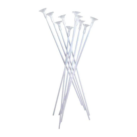 PMU Balloon Maxi Sticks 24 Inch White with Clear Maxi Cups Premium Latex/Mylar Balloon Holder for Air-Filled Balloons