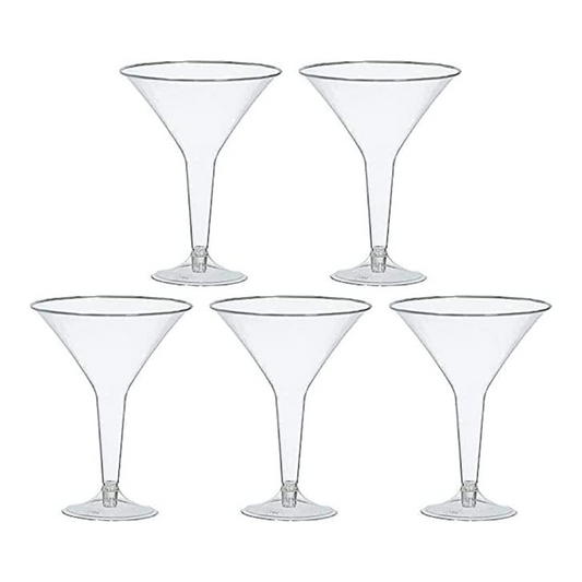 PMU Martini Glasses - Disposable Plastic Drinking Glasses - Reusable Martini Cups Drinkware - Perfect for Cocktail, Whiskey, Margarita - Glassware for Home Bar & Parties - Clear