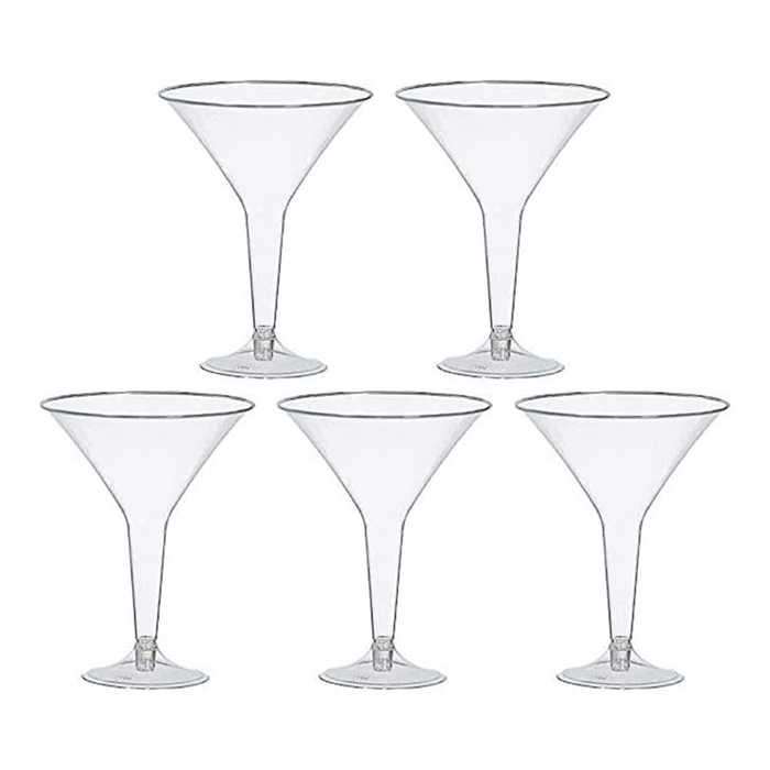 PMU Martini Glasses - Disposable Plastic Drinking Glasses - Reusable Martini Cups Drinkware - Perfect for Cocktail, Whiskey, Margarita - Glassware for Home Bar & Parties - Clear