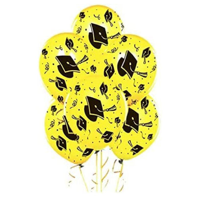 PMU Graduation Balloons | Premium Congrats Grad Balloon with All-Over Print Grad Caps-Confetti and Streamers | Graduation Party Supplies & Decorations | Latex Balloons